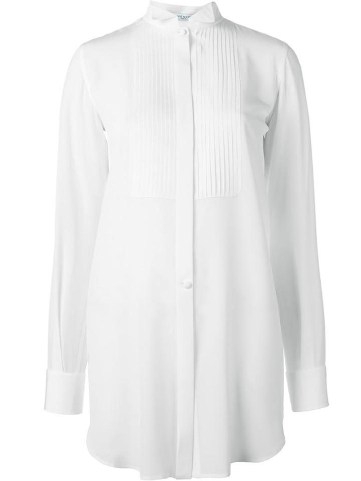 Givenchy Pleated Bib Shirt, Women's, Size: 46, White, Silk