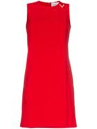 Valentino Brooch Embellished Sleeveless Shift Dress - Red