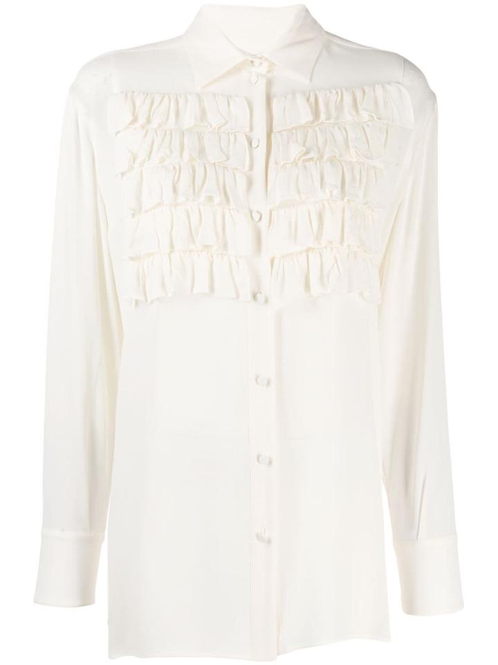 Valentino Frill Bib Shirt - Neutrals