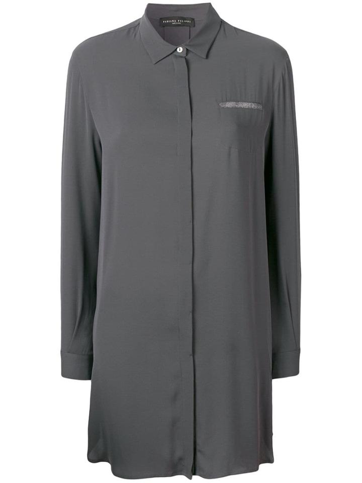 Fabiana Filippi Rhinestone Pocket Trim Shirt - 8100 Grey