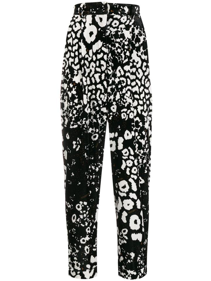 Patrizia Pepe High-waist Geometric Print Trousers - Black
