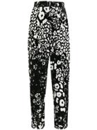 Patrizia Pepe High-waist Geometric Print Trousers - Black