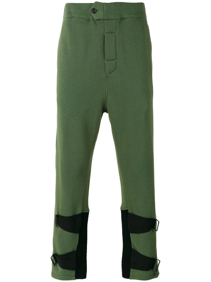 Ann Demeulemeester Ankle Strap Track Pants, Men's, Size: Medium, Green, Cotton