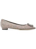 Manolo Blahnik Hangisiflat Ballerina Shoes - Grey