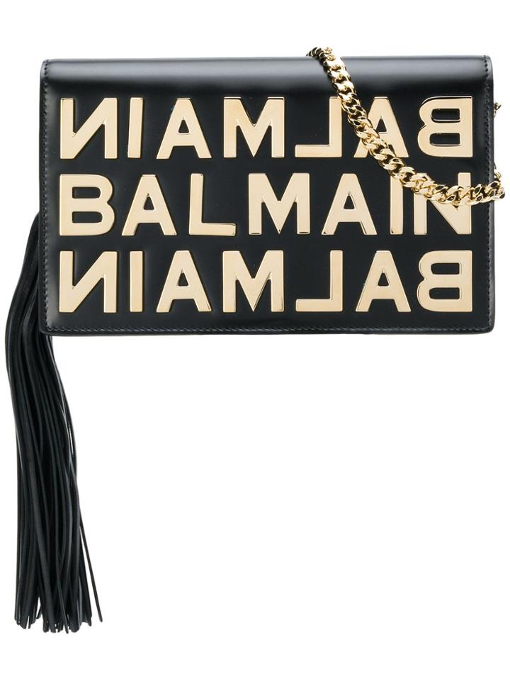 Balmain Logo Plaque Crossbody - Black