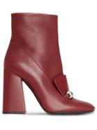 Burberry Studded Bar Ankle Boots - Red