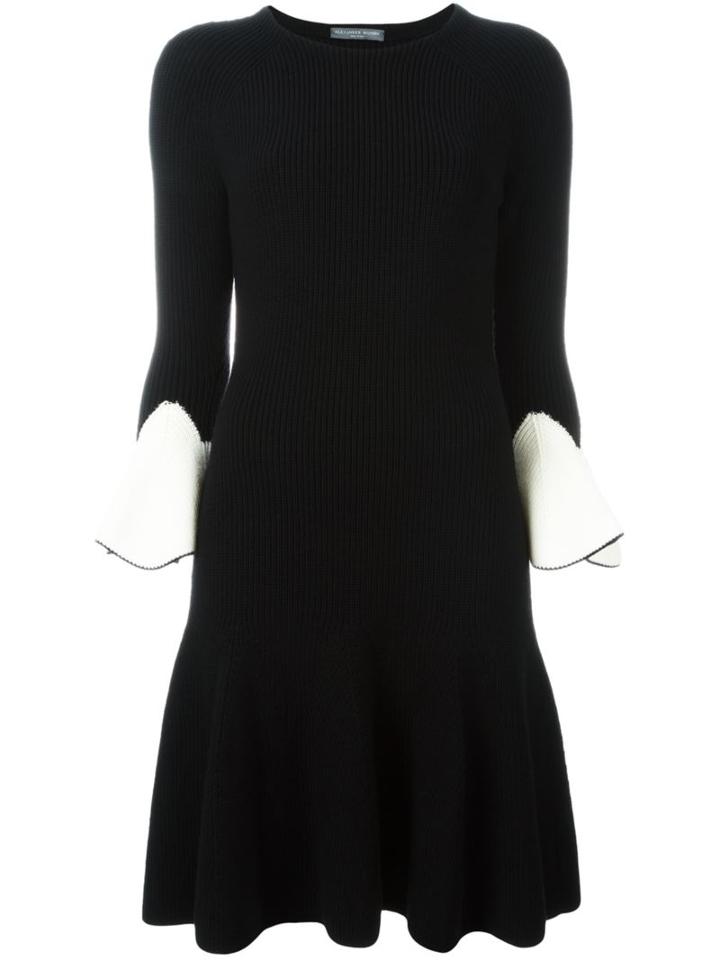 Alexander Mcqueen Knit Flared Dress, Women's, Size: Small, Black, Wool