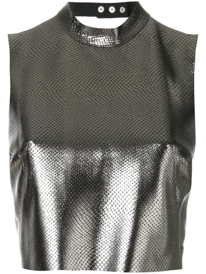 Manokhi Cross Back Strap Crop Top - Metallic