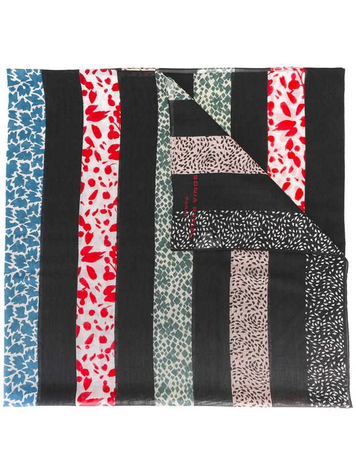 Sonia Rykiel Printed Wool Scarf, Women's, Black, Wool