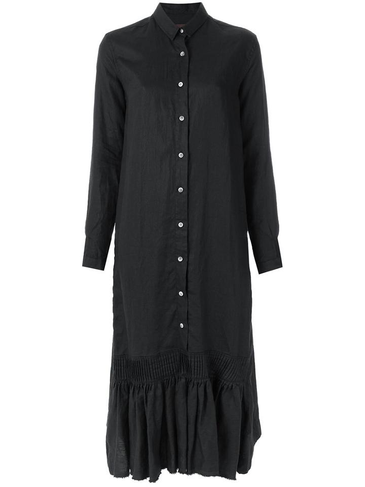 À La Garçonne - Long Ruffled Dress - Women - Cotton - M, Black, Cotton
