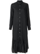 À La Garçonne - Long Ruffled Dress - Women - Cotton - M, Black, Cotton