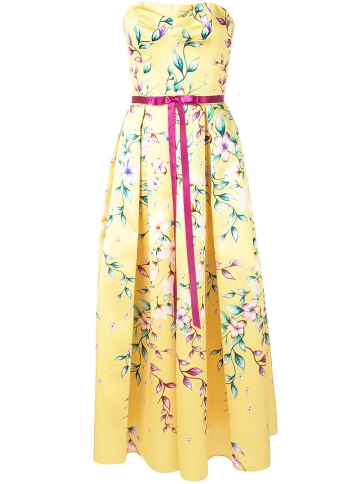 Marchesa Notte Mikado Tea Midi Dress - Yellow