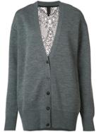 Vera Wang Lace Back Cardigan - Grey