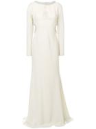 Roberto Cavalli Beaded Cut-out Evening Gown - White