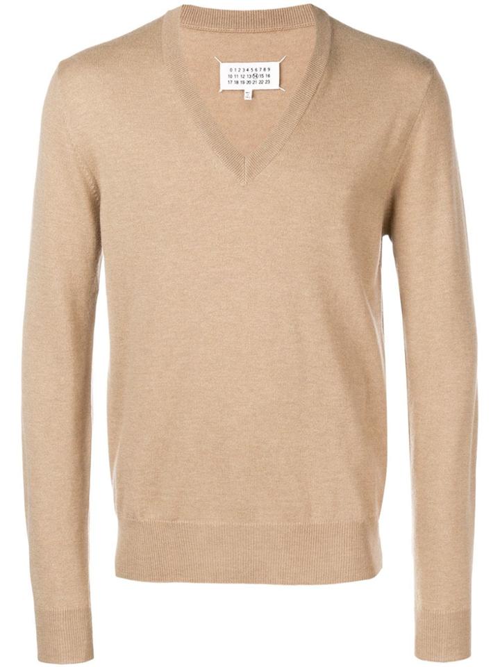 Maison Margiela V Neck Sweater - Nude & Neutrals