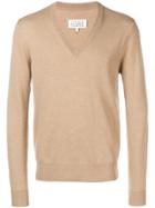 Maison Margiela V Neck Sweater - Nude & Neutrals