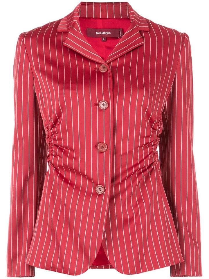 Sies Marjan Striped Gathered Detail Blazer