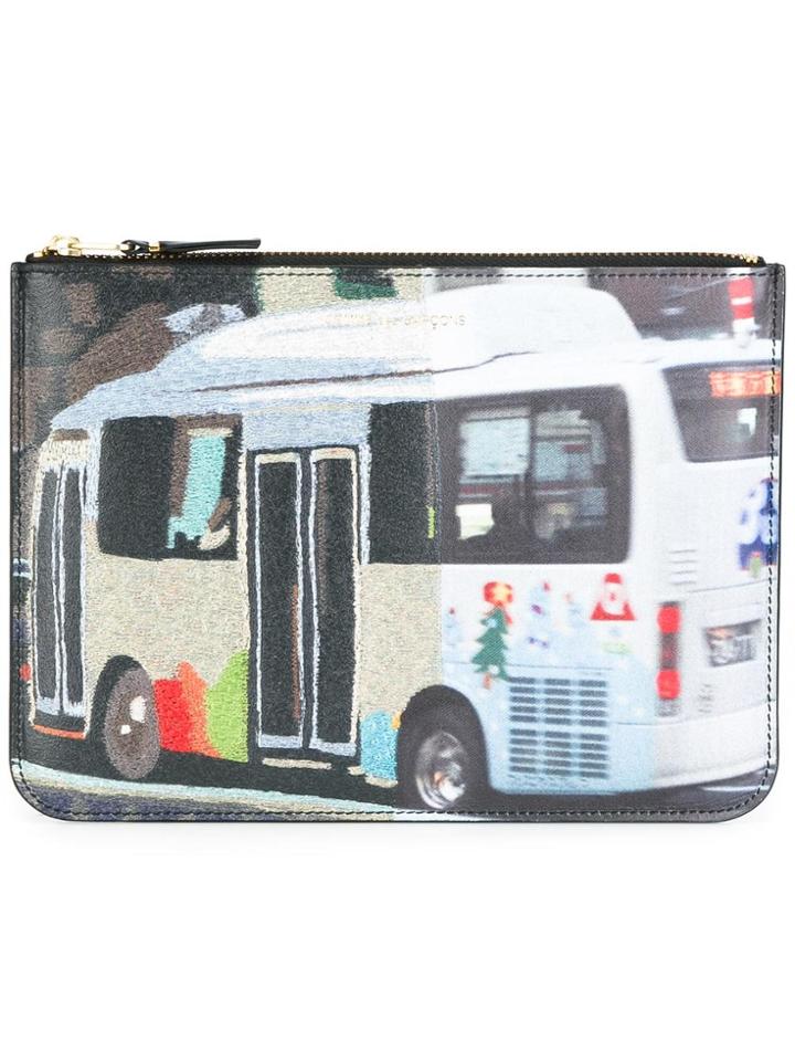 Comme Des Garçons Wallet Bus Print Zipped Clutch - Multicolour
