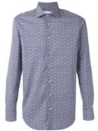 Etro Allover Print Shirt, Men's, Size: 43, Blue, Cotton/spandex/elastane