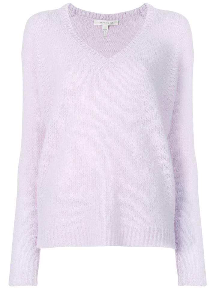 Marc Jacobs V-neck Textured Sweater - Pink & Purple