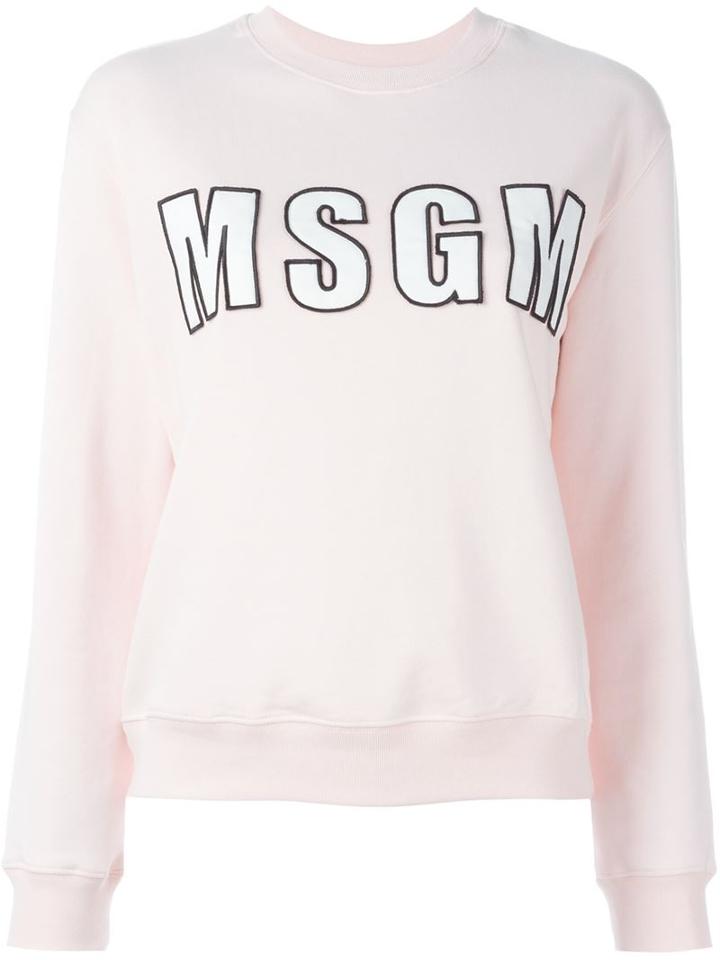 Msgm Logo Patch Sweatshirt, Women's, Size: M, Pink/purple, Cotton