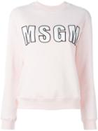 Msgm Logo Patch Sweatshirt, Women's, Size: M, Pink/purple, Cotton