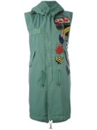 Mr & Mrs Italy Sleeveless Patched Mid Parka - Green