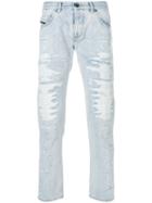 Diesel Black Gold Distressed Straight Leg Jeans - Blue