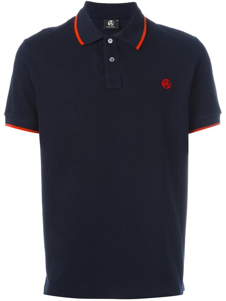 Ps By Paul Smith Embroidered Logo Polo Shirt, Men's, Size: Medium, Blue, Cotton