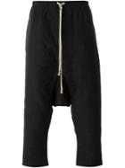 Rick Owens Drop Crotch Cropped Trousers, Men's, Size: 48, Black, Cotton/polyester
