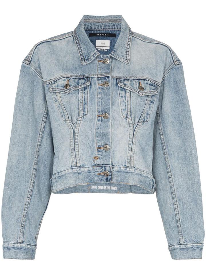 Ksubi X Kendall Jenner Karma Cropped Denim Jacket - Blue
