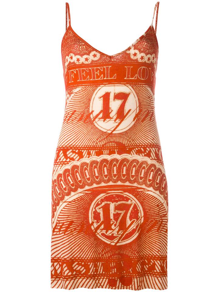 Givenchy Dollar Print Mini Dress, Women's, Size: 40, Yellow/orange, Viscose/spandex/elastane