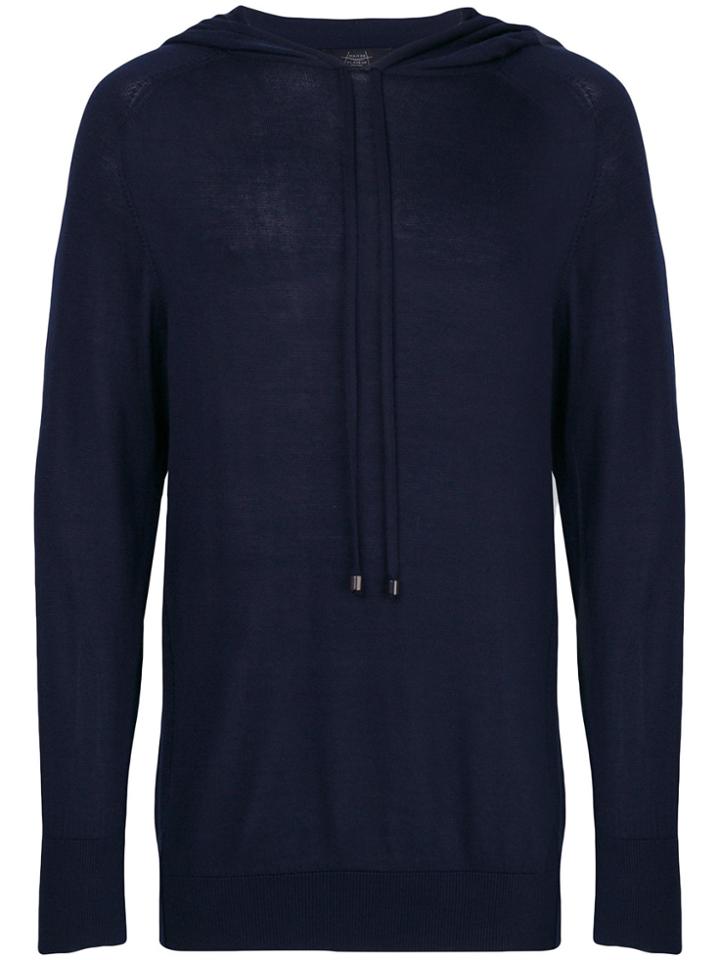 Maison Flaneur Drawstring Hooded Jumper - Blue