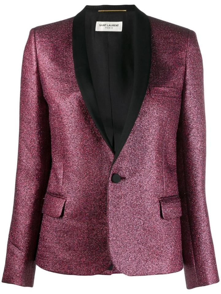 Saint Laurent Glitter Tuxedo Blazer - Red