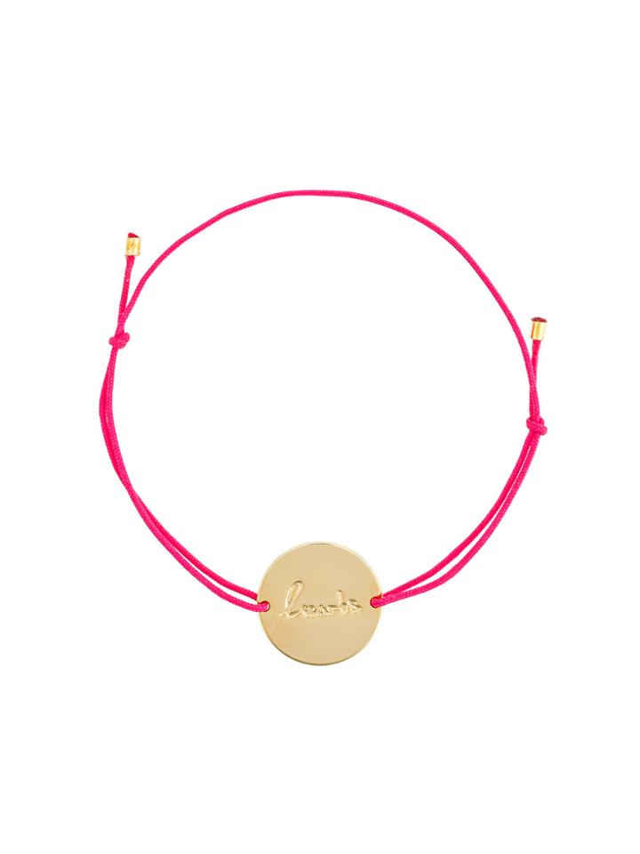 Malaika Raiss Pink Plaquette Hearts Bracelet - Pink & Purple