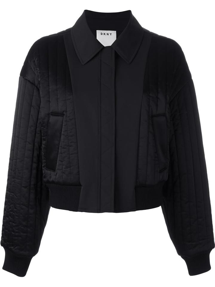 Dkny Quilted Reversible Bomber Jacket, Women's, Size: Medium, Black, Polyester/spandex/elastane/viscose