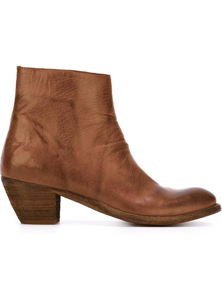 Officine Creative Godard Ankle Boots, Women's, Size: 40, Brown, Buffalo Leather/calf Leather/leather
