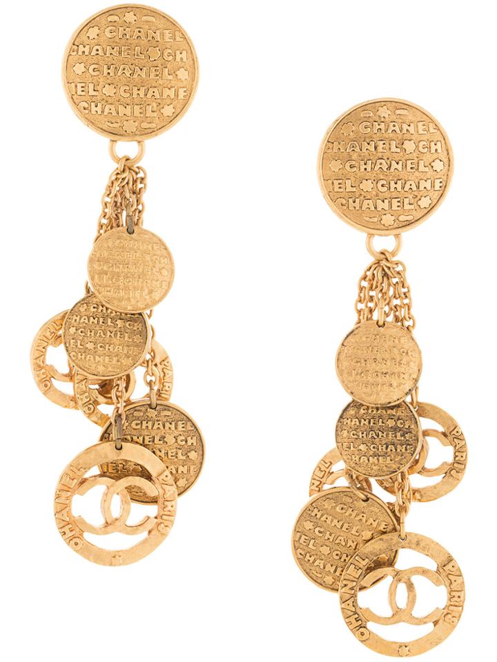 Chanel Vintage Coin Swing Earrings - Metallic