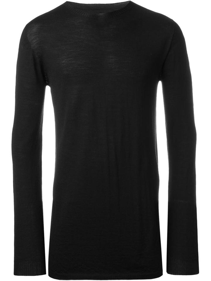 Rick Owens Long Length Jumper, Men's, Size: Large, Black, Virgin Wool