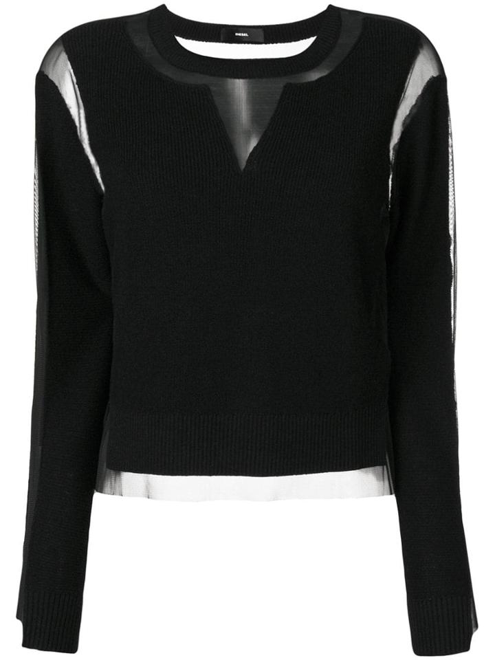 Diesel Sheer-panel Sweater - Black