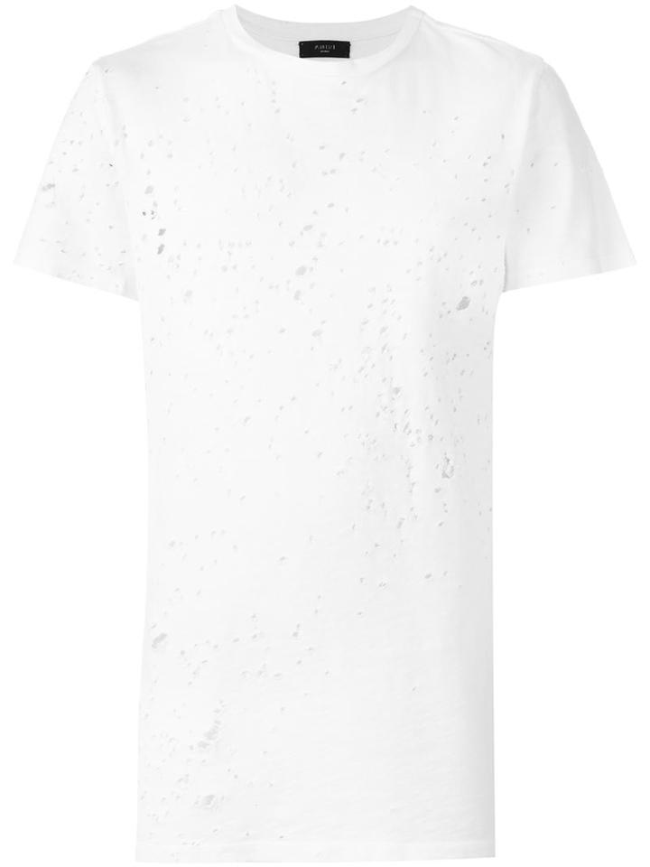 Amiri Distressed T-shirt, Men's, Size: Medium, White, Cotton