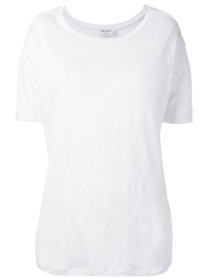 Frame Denim Plain T-shirt, Women's, Size: Medium, White, Linen/flax