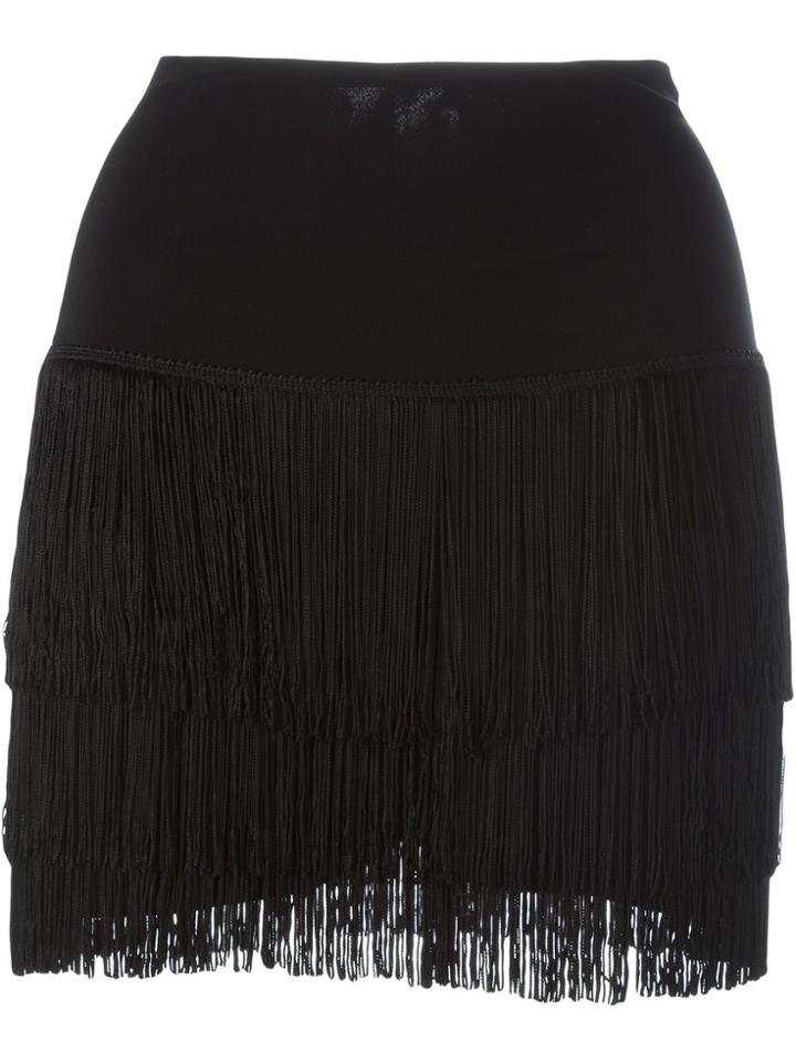 Norma Kamali Short Fringed Skirt - Black