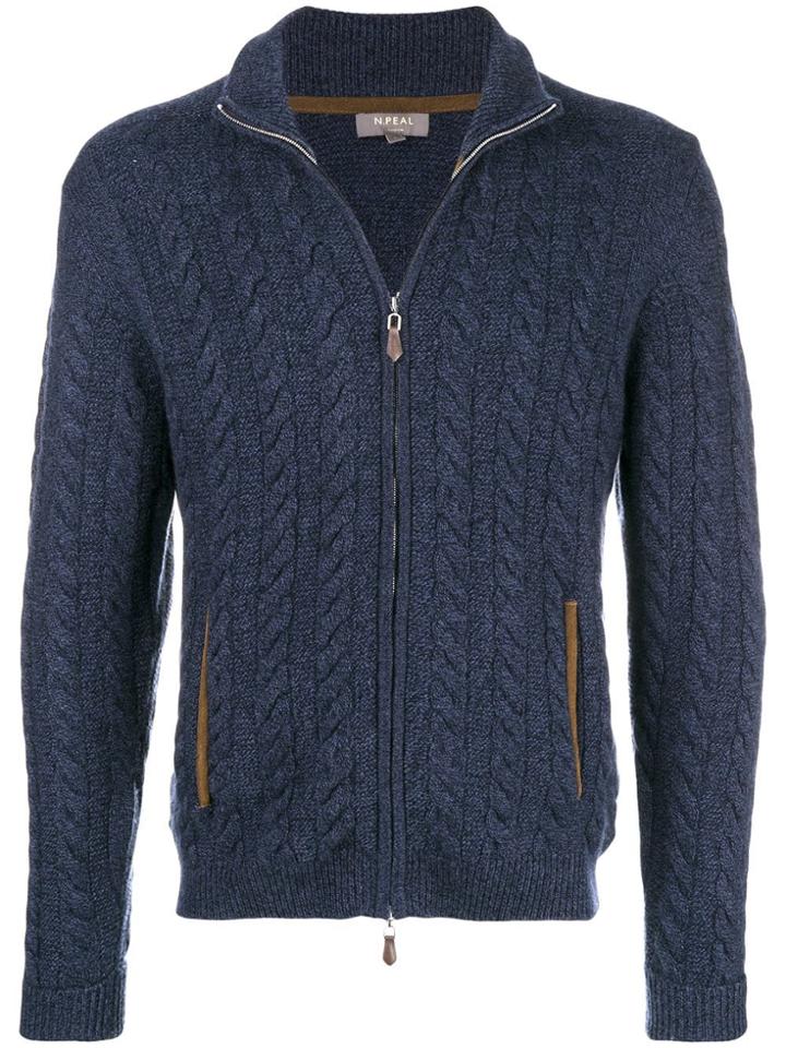 N.peal The Richmond Cable Knit Cardigan - Blue