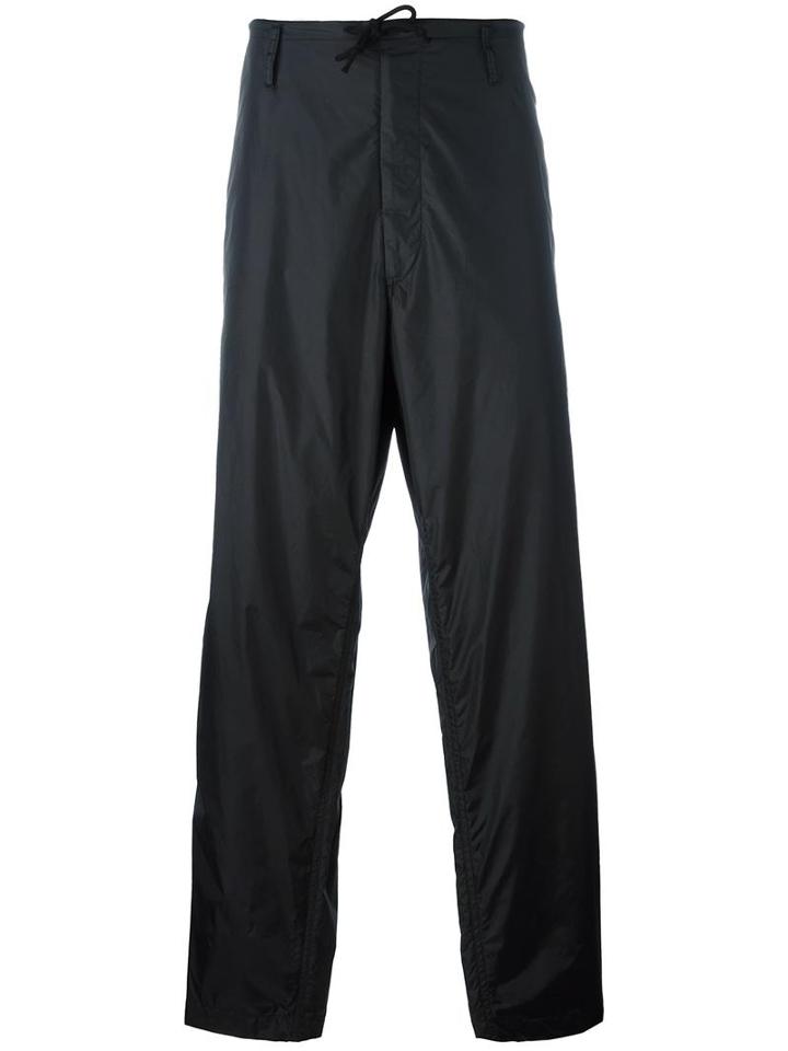 Yohji Yamamoto Drawstring Loose-fit Trousers, Men's, Size: 3, Black, Nylon/polyester