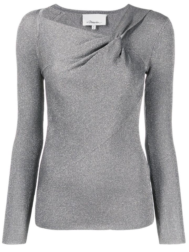 3.1 Phillip Lim Metallic Fitted Knitted Top - Gold