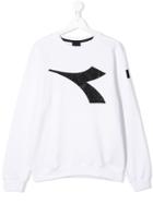 Diadora Junior Teen Glitter Logo Sweatshirt - White