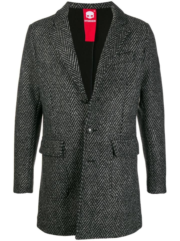 Hydrogen Herringbone Print Coat - Grey