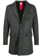 Hydrogen Herringbone Print Coat - Grey