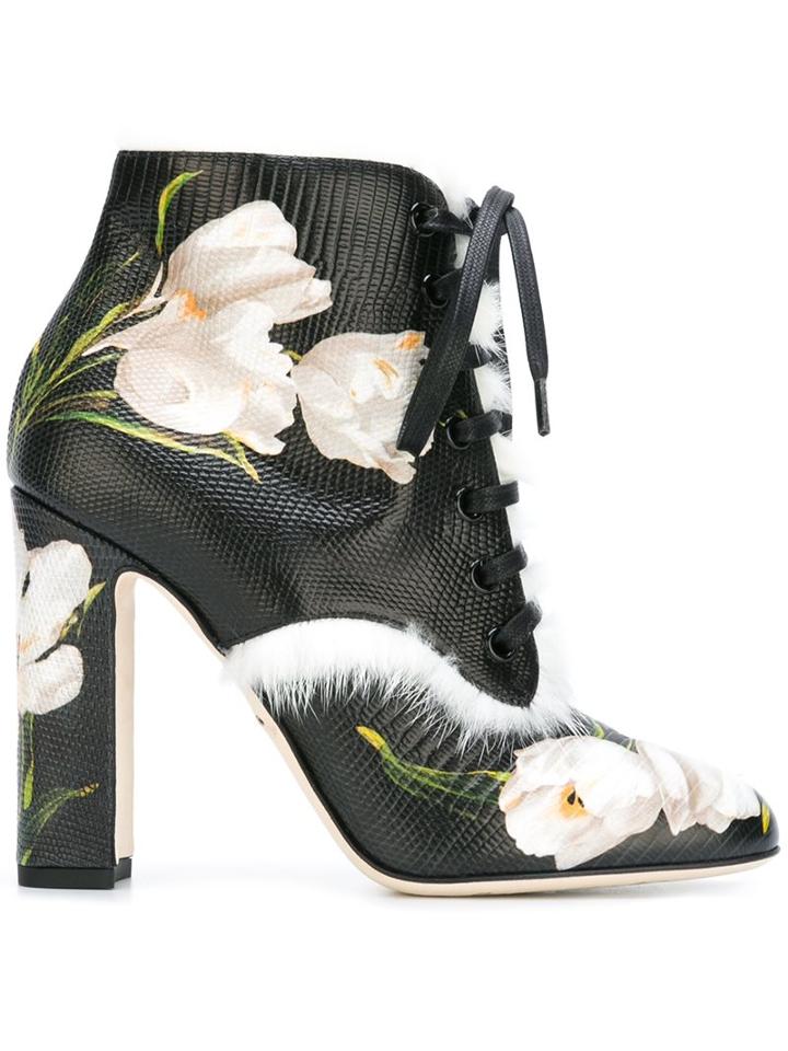 Dolce & Gabbana Tulip Print Ankle Boots